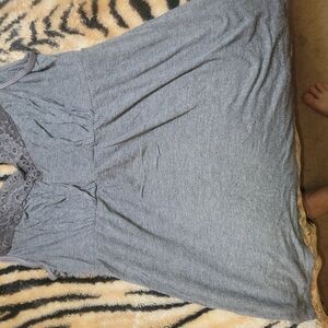 Express Gray Chemise with V-Neck Ruching